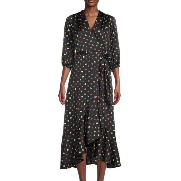 NWT SAM EDELMAN Stamped Dot Satin Wrap Dress size 6 - Picture 1 of 6